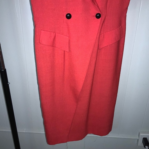 Vintage Caron Chicago Red Double Breasted Short Sleeved Dress Sz 10 - Picture 2 of 6